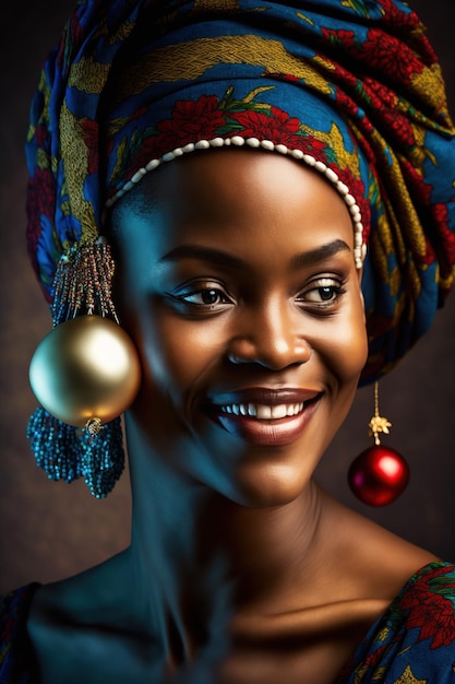 Digitale Illustration, fiktives afrikanisches Lächeln mit Weihnachtskostüm