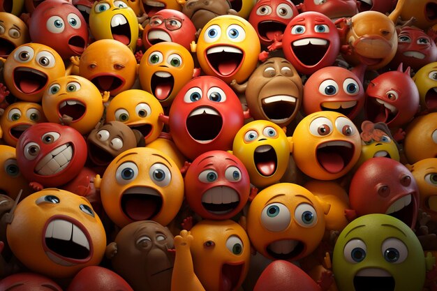 Digitale Illustration verschiedener spanischer Emojis Generative ai