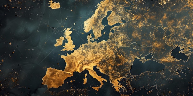 Foto digitale karte europa weltraum europäischer weltraum hintergrund langes banner cyberspace globales positionierungssystem