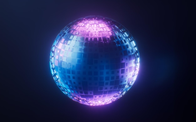 Digitale Kugel mit dunklem Neonlicht-Effekt 3D-Rendering