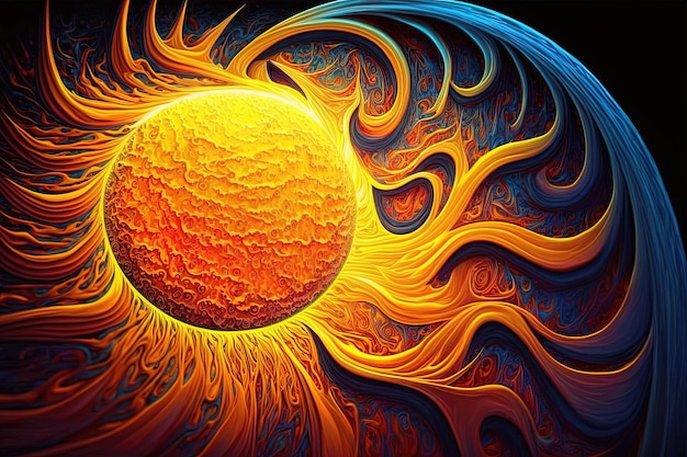 Digitale Kunst der Sun-Illustration erstellt mit generativer KI