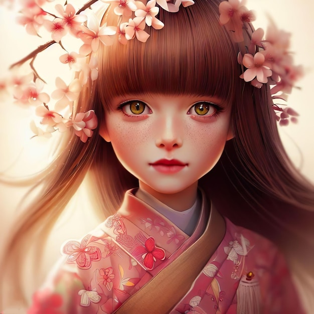 Digitale Kunst des Sakura-Mädchens
