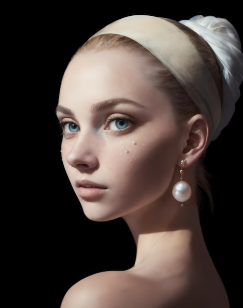 Digitale Kunst Mädchen mit einem Perlenohrring