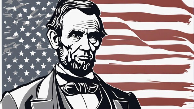 Digitale Kunst mit Abraham Lincoln USA-Flagge