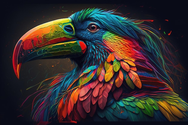 Digitale Kunstillustration des bunten Vogels