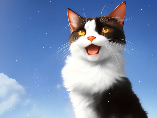 Digitale Malerei der Illustration der generativen Kunst der netten Katze durch AI