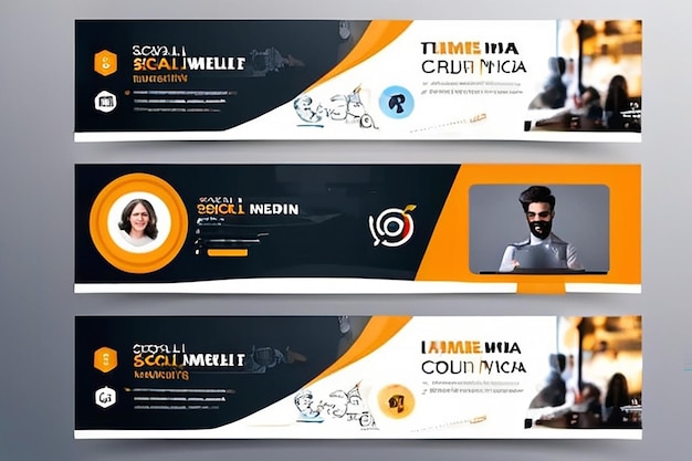 Digitale Marketing-Agentur soziale Medien Zeitleiste Cover Page Design Bearbeitbare soziale Medien zeitleiste Hintergrund-Banner