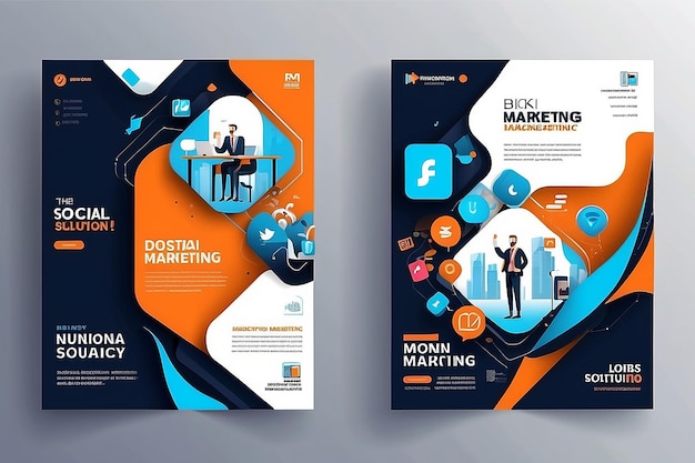 Digitale Marketing-Agentur und Geschäftslösung Social-Media-Post-Vektor-Vorlage EPS-Datei