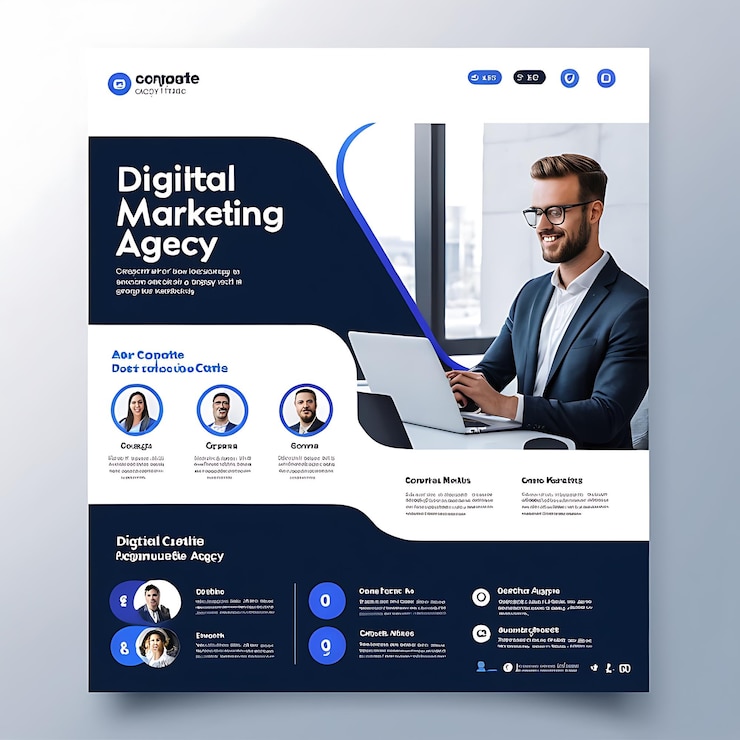 Foto digitale marketingagentur und unternehmen alle sozialen medien post vorlage design