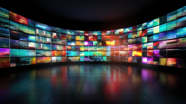Digitale Medienwand aus Bildschirmen Ein filmisches Konzept