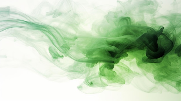 Digitale Tapete mit mehreren grünen und weißen Rauchelementen, die eine fesselnde und ätherische Komposition erzeugen Generative Ai
