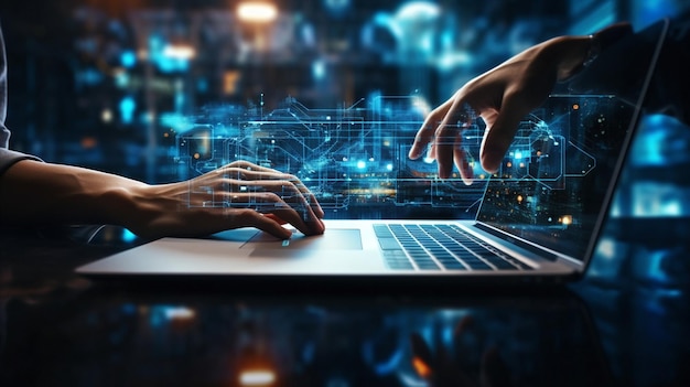 Digitale Technologien Informatik-Programmierung Hände des Programmierers auf einer Laptop-Tastatur