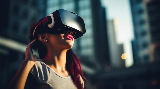 Digitale Träume Junge Frau in VR-Brille