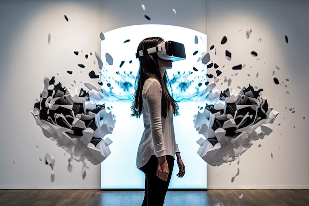 Digitale Virtual-Reality-Installation mit VR-Headset-Doppelbelichtung