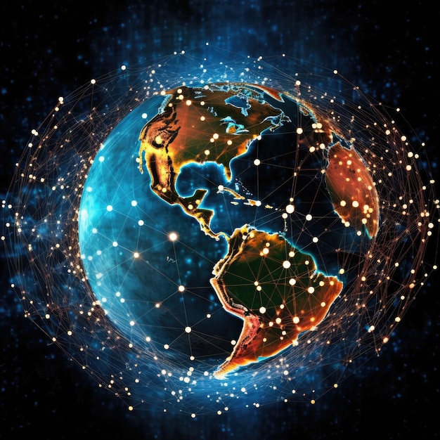 Digitale Weltgemeinschaft Karte Globale Karte Digitales Konzept