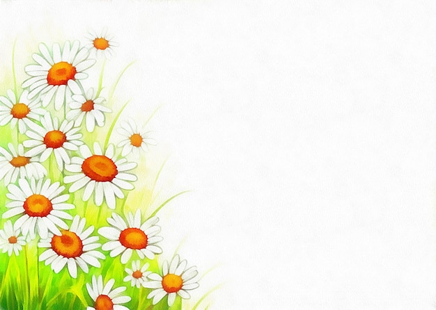 Digitale Zeichnung des Naturblumenhintergrundes mit schönen Blumen in der Malerei auf Papierart