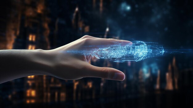 Digitale Zukunfts-Internet-Technologie Handverbindung wunderschön gemacht mit Generative AI