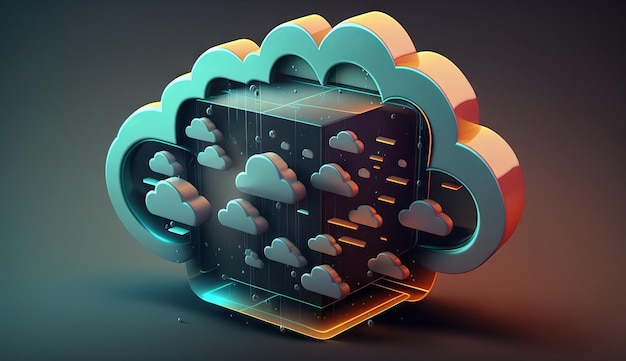 Digitaler Cloud-Storage-Icon-Server Soziales Online-Netzwerk Generative ai