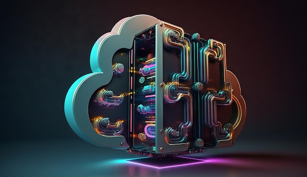 Digitaler Cloud-Storage-Icon-Server Soziales Online-Netzwerk Generative ai