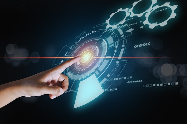 Digitaler Fingerabdruckscanner. Sicherheit elektronischer Passwortcode. Fingerabdrucksensor. Konzept der digitalen Sicherheitstechnologie.