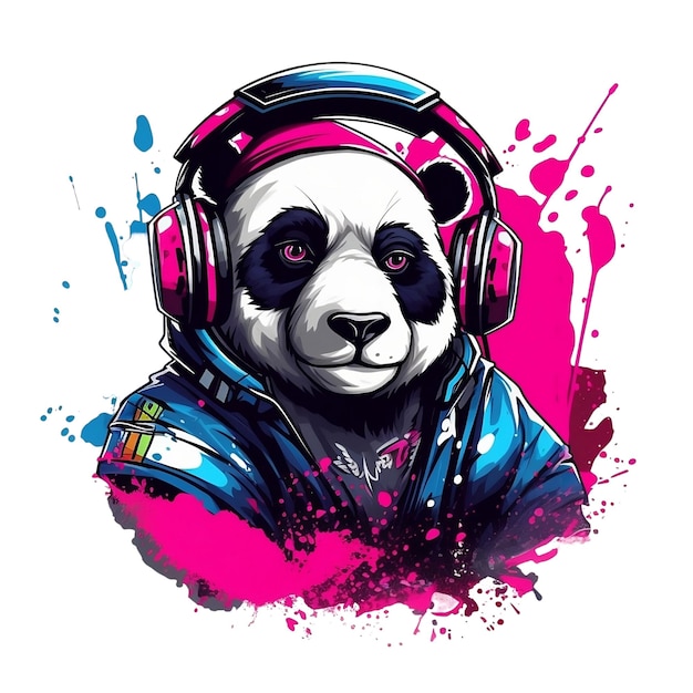 digitaler Panda-Cartoon-Logo-Vektor