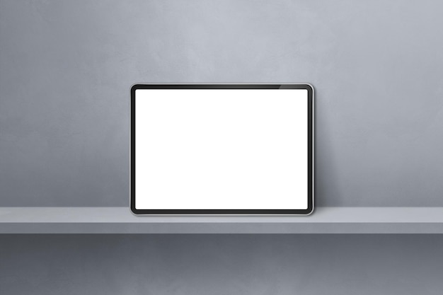 Digitaler Tablet-PC auf grauem Wandregal Horizontales Hintergrundbanner
