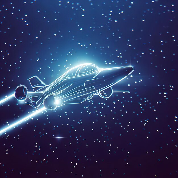 Digitales 3D-Flugzeug Abstraktes Vektor-Wireframe eines Passagierflugzeugs auf blauem Hintergrund Reisetourismus