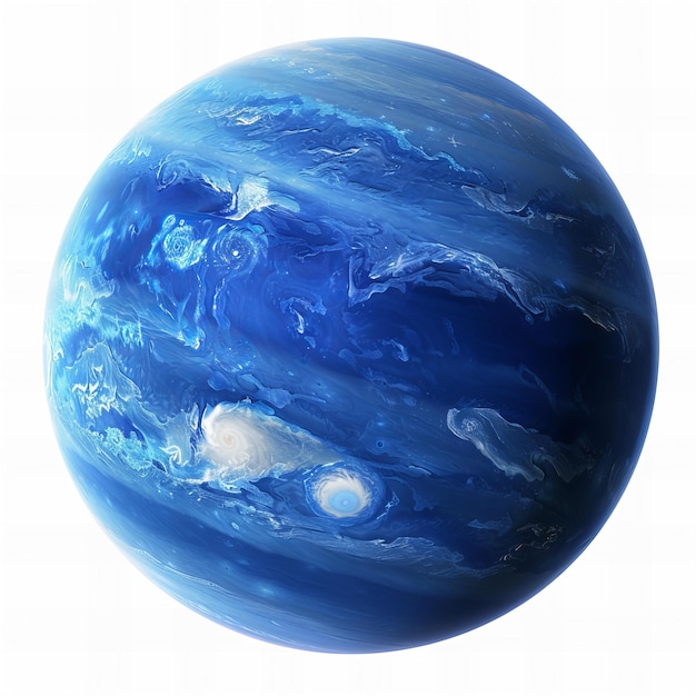 Digitales Bild des Planeten Neptun auf weißem Hintergrund in hoher Qualität und hoher Auflösung