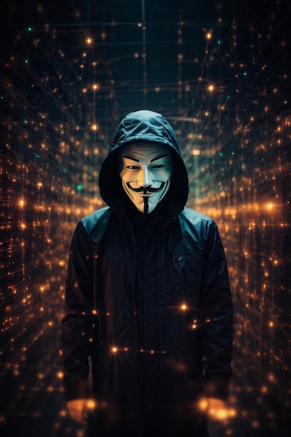 digitales Foto anonymer Hacker mit Maske