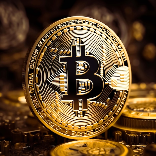 Digitales Geld der Bitcoin-Kryptowährung, KI-generiertes Bild
