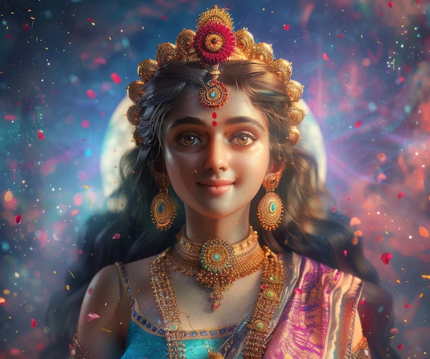 digitales Gemälde der indischen Göttin Lakshmi