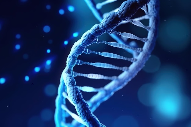 Digitales Konzept der menschlichen Helix-DNA-Struktur in faszinierender blauer Farbe