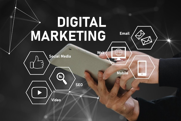 Foto digitales marketing online-marketing und internet-marketing-konzept