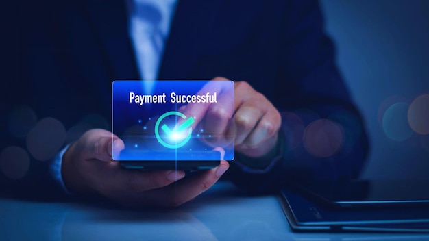 Digitales Online-Zahlungskonzept Geschäftsleute nutzen mobiles Smartphone-Online-Zahlungsbanking o