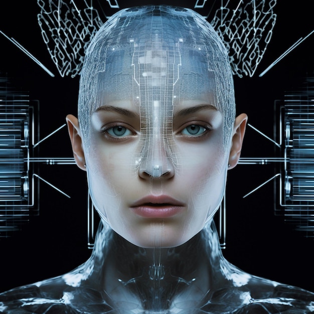 Digitalização futurista e tecnológica generativa de face para reconhecimento facial