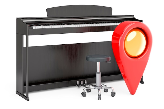 Digitalpiano mit Kartenzeiger 3D-Rendering