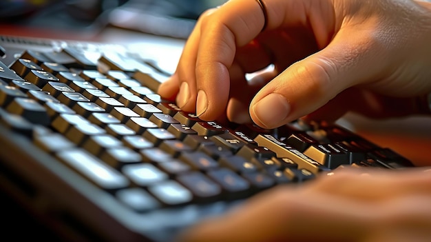 Digitando no teclado do computador IA generativa