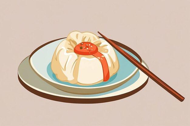 Dim Sum con una ilustración de icono vectorial de dibujos animados