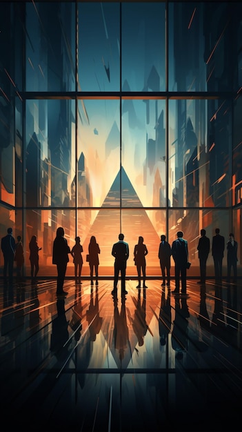 Foto dinâmica de debate arte vetorial mostra empresários em disputa na sala de reuniões com tema azul vertic