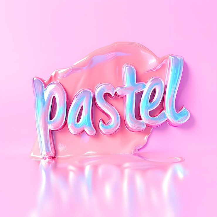 Foto dinámica líquida 3d font pastel goteando en colores suaves en fondo rosa para diseños creativos