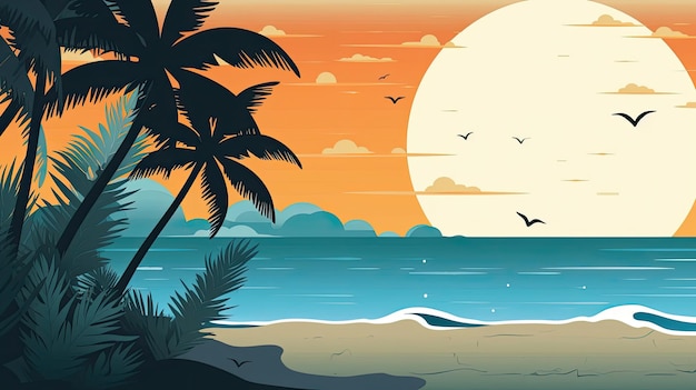 Dinámica y vibrante obra de arte inspirada en la playa tropical