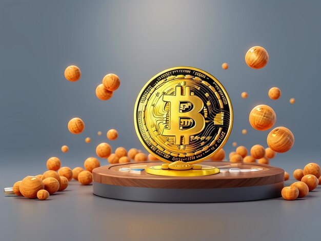 Foto el dinero digital de bitcoin levita la web de banners comerciales las chispas de oro con espacio de copia en fondo oscuro concepto de mercado de valores