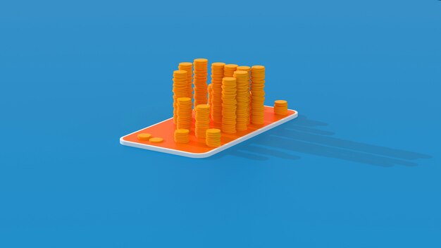 Dinero o bitcoin - Ilustración 3D