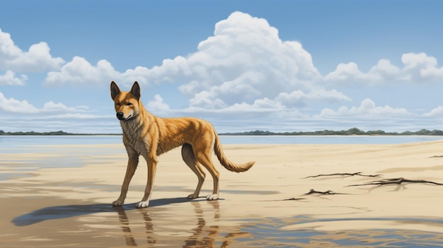 Dingo solitario en la isla de Fraser