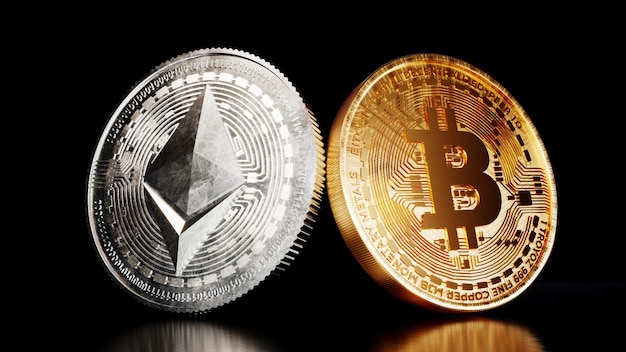 Dinheiro digital da criptomoeda da moeda Ethereum.