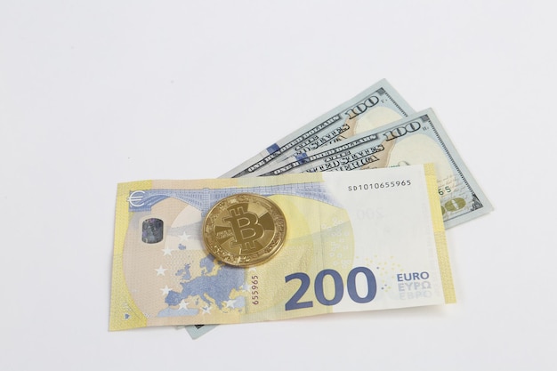 Dinheiro multi Euro Dolar Tipo diferente de bitcoin de notas de nova geração