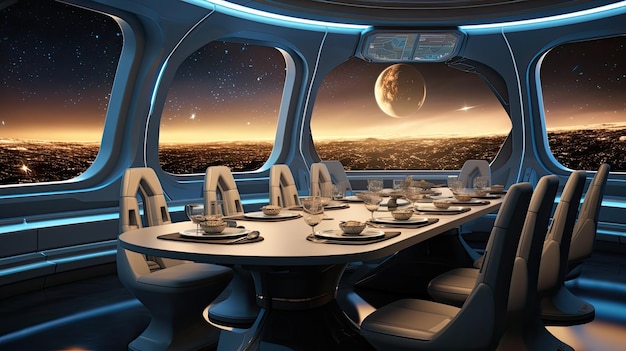 Foto dining interior da nave espacial