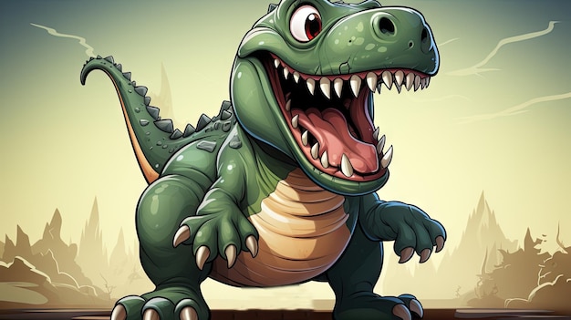 Dino dos desenhos animados Ilustração em vetor de um dinossauro engraçado