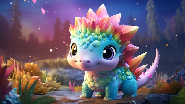 Foto dino-stil kawaii-monster stegosaurus