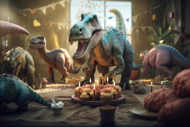 Dinosaur Party AI generiert
